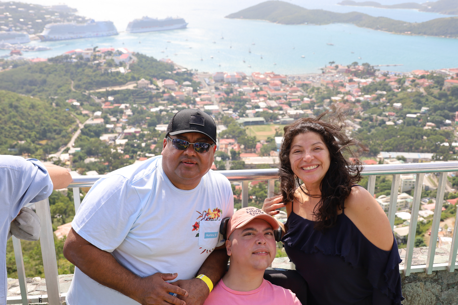 Raul with his mom and dad overlooking the harbor in St. Thomas